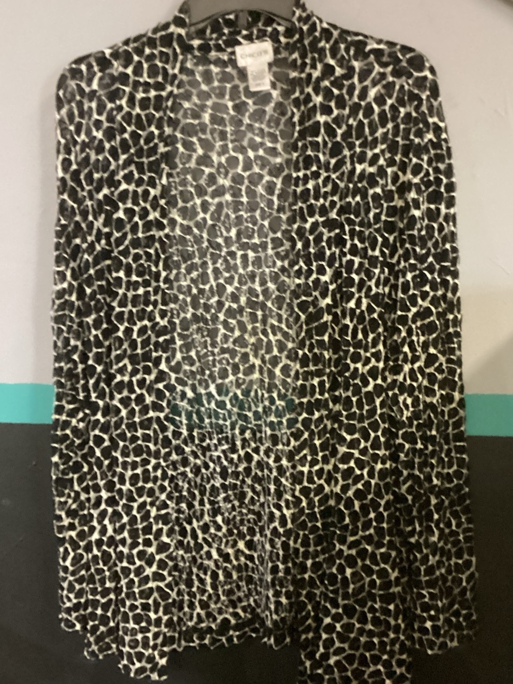 Chico's Black and White Animal Print Cardigan